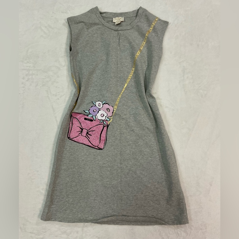 Kate Spade Gray Dress with Pink Bag and Floral Design
